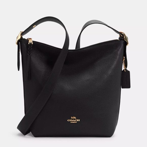 COACH Val Duffle Bag - Pebbled Soft Leather/Gold/Black C2818 - NEW w TAG $398 - Picture 1 of 11